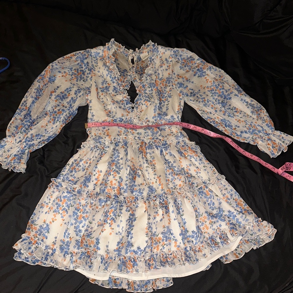 Floral Dress - Blue and Peach